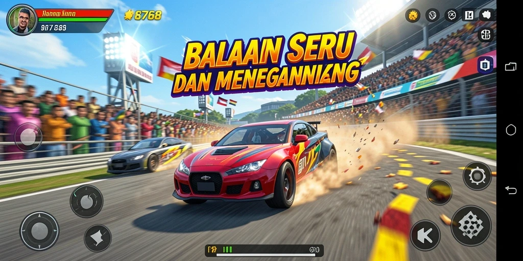 Screenshot balapan di 8768 dengan mobil melaju kencang.