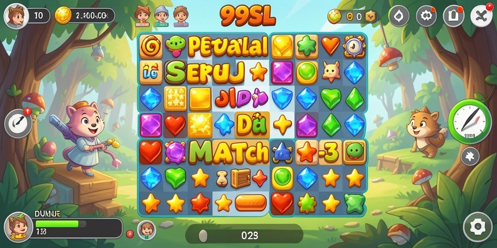 Tampilan gameplay seru dari 99SL dengan elemen match-3 yang menarik.