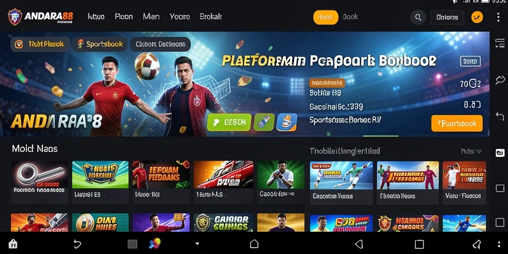Screenshot utama ANDARA88 menampilkan fitur taruhan olahraga yang menarik.
