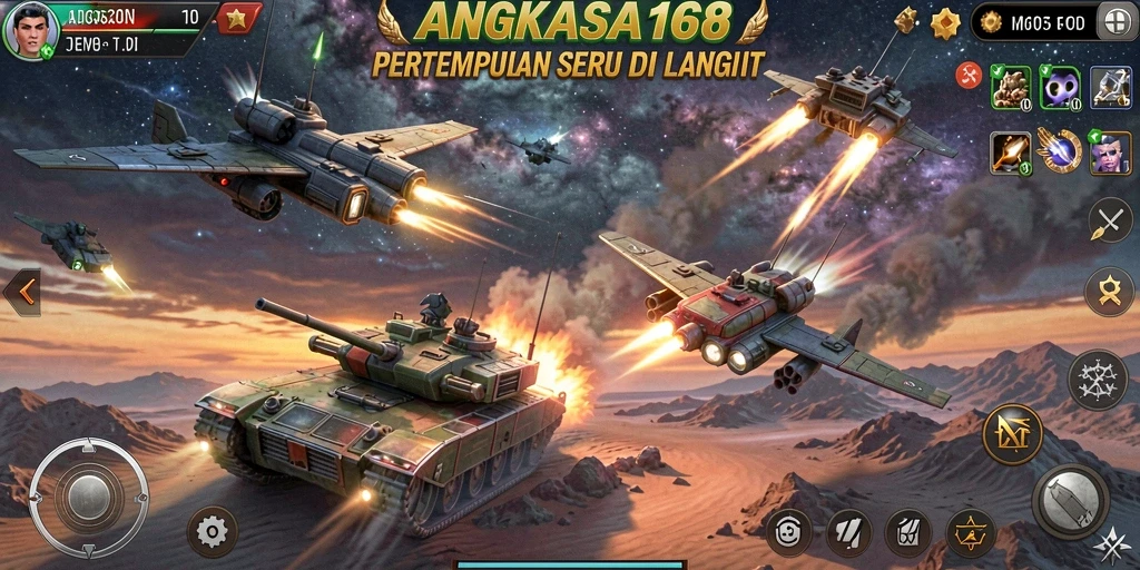 Tampilan seru dari gameplay ANGKASA168 dalam pertarungan Battle Royale.