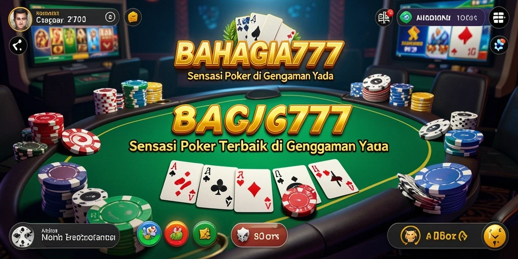 Tampilan screenshot utama BAHAGIA777 yang menampilkan gameplay Poker yang seru.