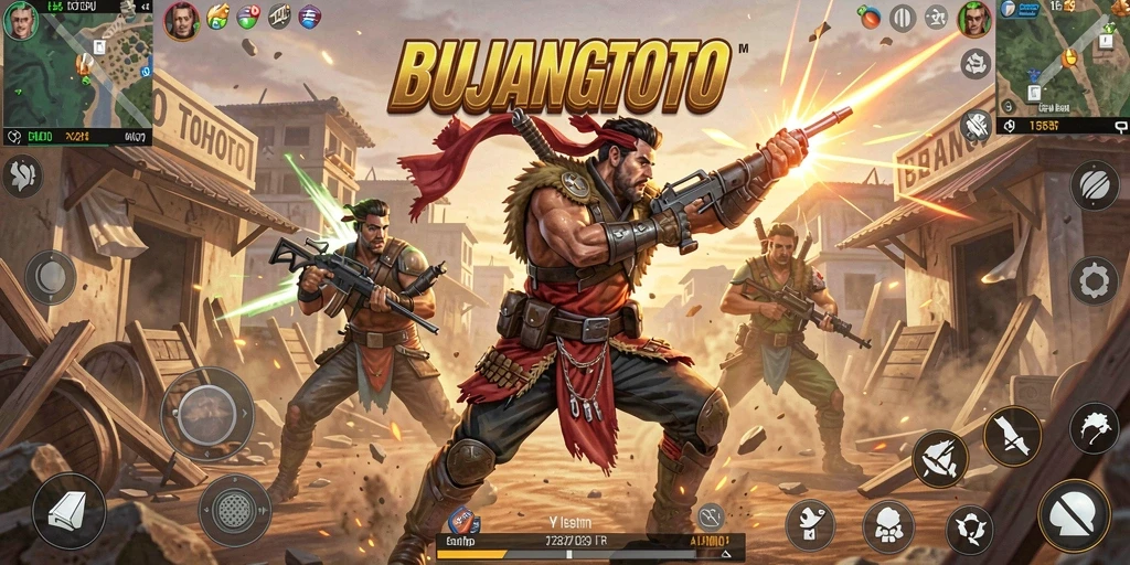 Tampilan seru gameplay BUJANGTOTO dalam pertempuran Battle Royale.
