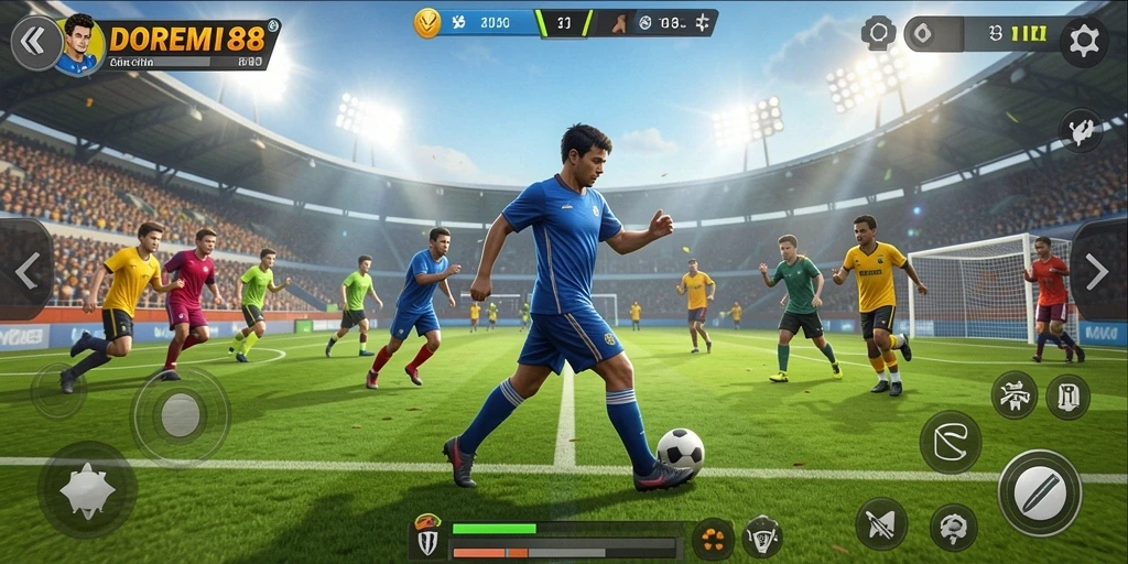 Tampilan gameplay seru dalam DOREMI88 yang penuh aksi olahraga.