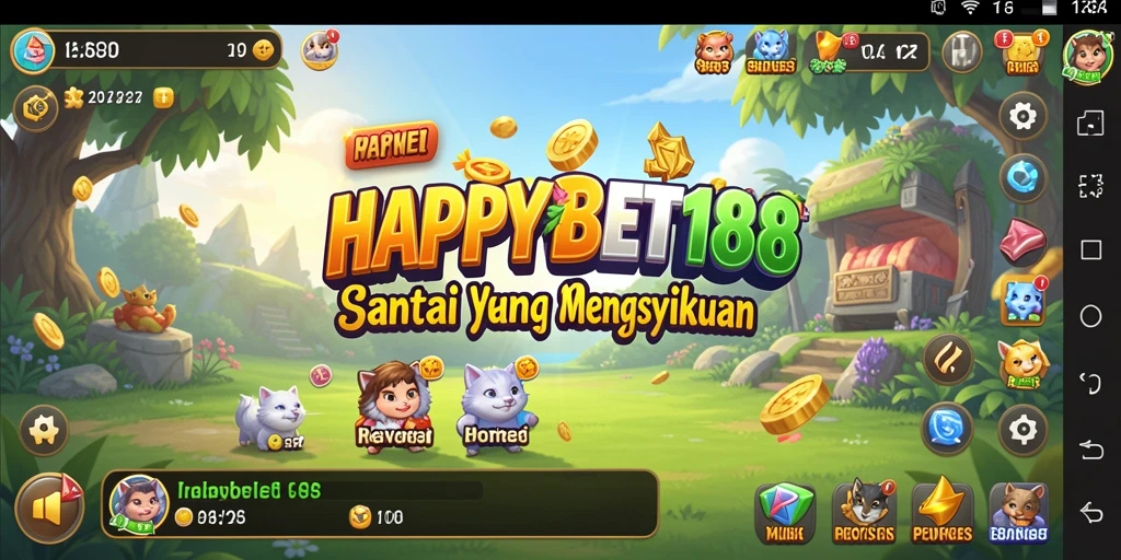 Screenshot utama menampilkan gameplay santai dan interaktif dari HAPPYBET188.