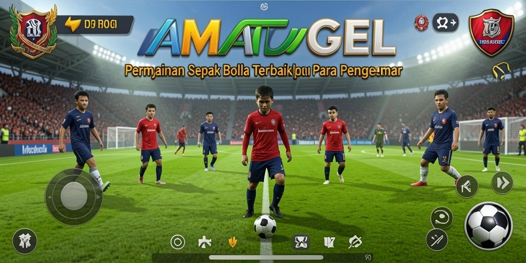 Tampilan gameplay mendebarkan dalam IRAMATOGEL yang melibatkan aksi sepak bola.