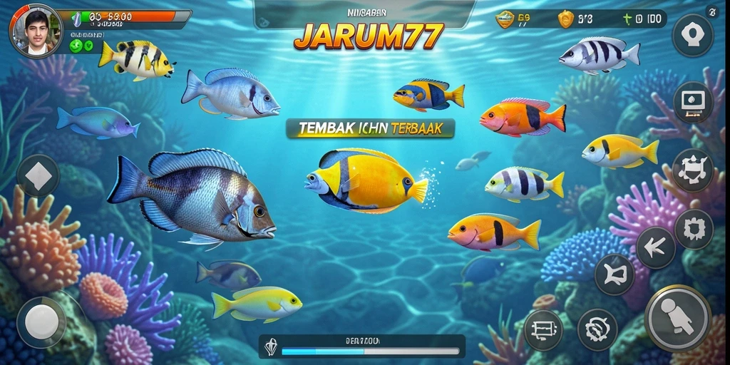 Tampilan gameplay JARUM77 yang menegangkan saat menembak ikan.