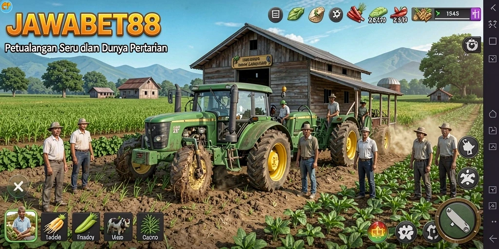Tampilan menawan dari gameplay <strong>JAWABET88</strong> dalam membangun pertanian.