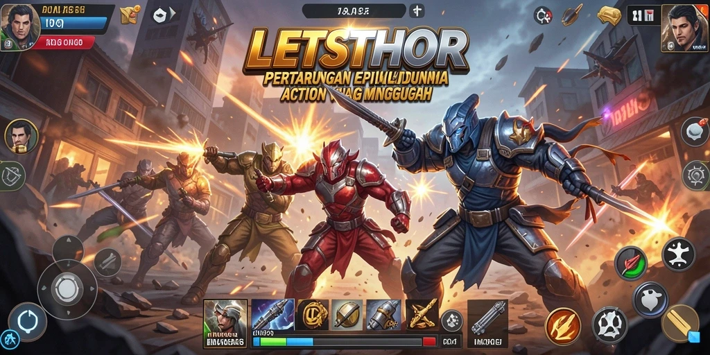 Gameplay LETSTHOR dengan pertarungan mendebarkan dan grafik menawan.