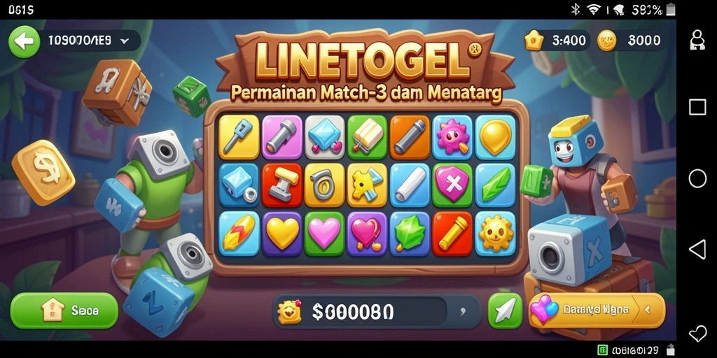 Tampilan screenshot gameplay LINETOGEL yang menarik dan penuh warna.