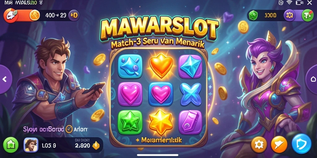 Tampilan gameplay seru dalam MAWARSLOT dengan elemen Match-3.